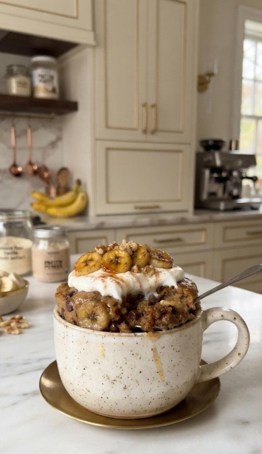 Warm Blueberry Cheesecake Protein Mug Cake
