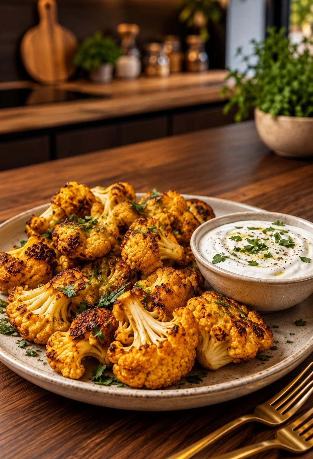 VITA Roasted Cauliflower with High-Protein Greek Yogurt Dip