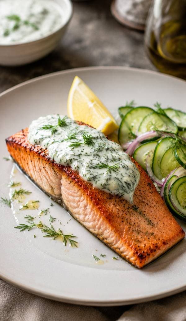 Salmon with Tzatziki Sauce