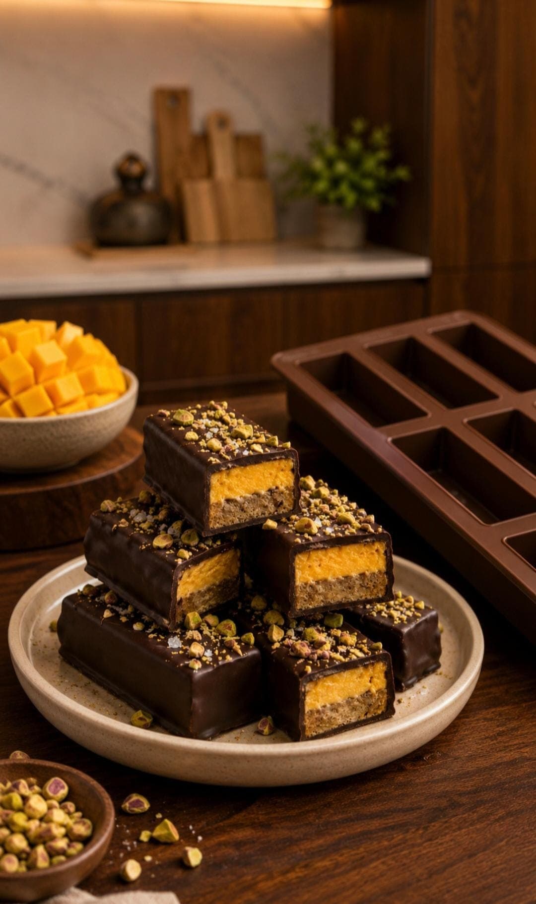 Mango Chocolate Pistachio Bars