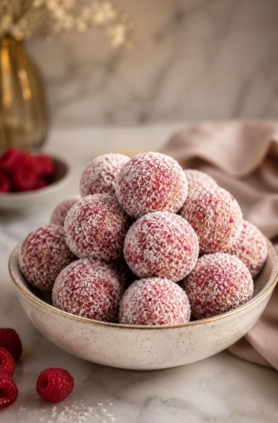 Raspberry Coconut Protein Balls