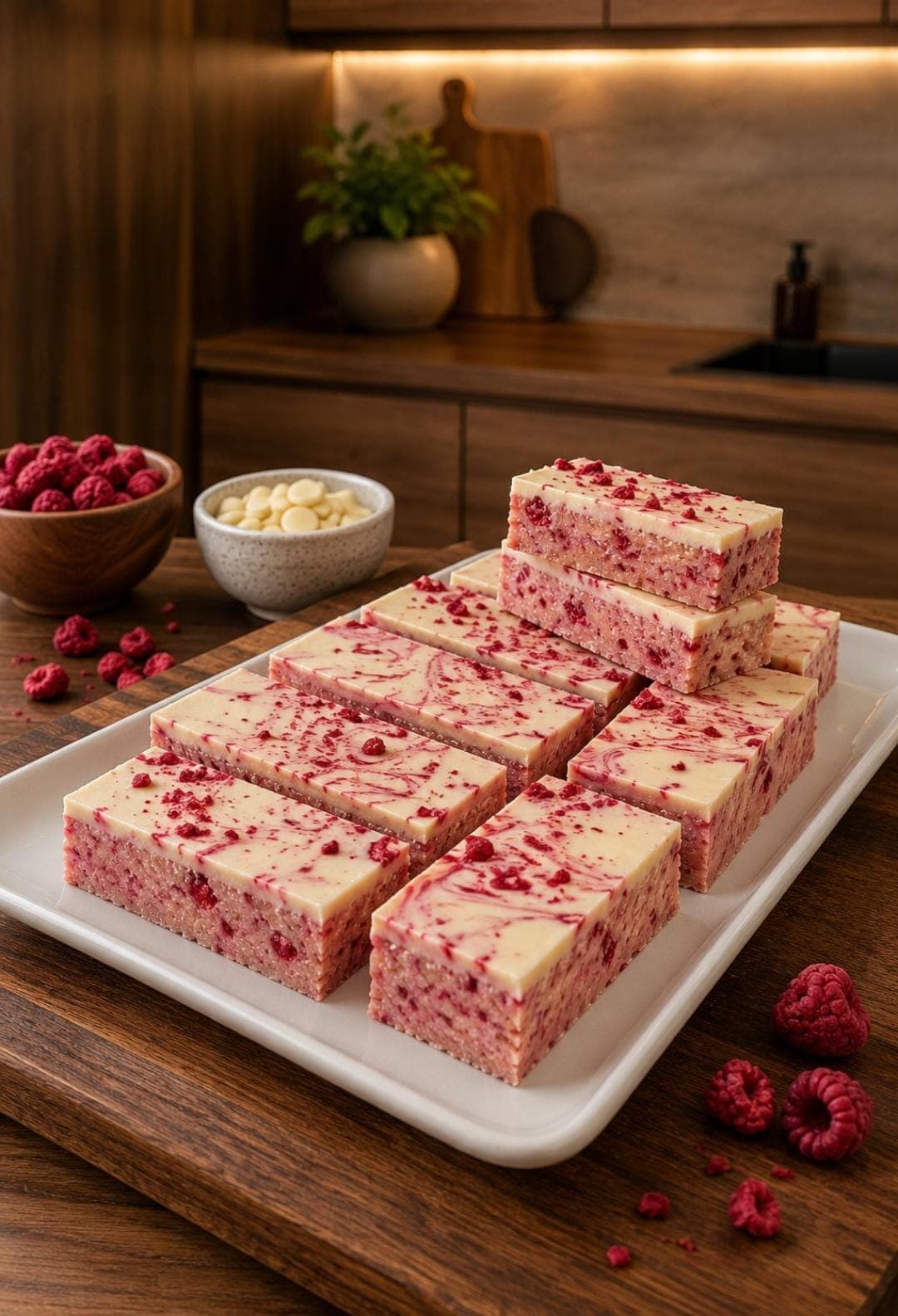 Raspberry White Chocolate Protein Slices